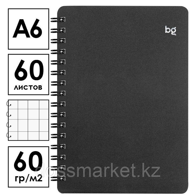 Записная книжка BG "Base" А6, 60 листов на гребне, черная пластиковая обложка, клетка, фото 1