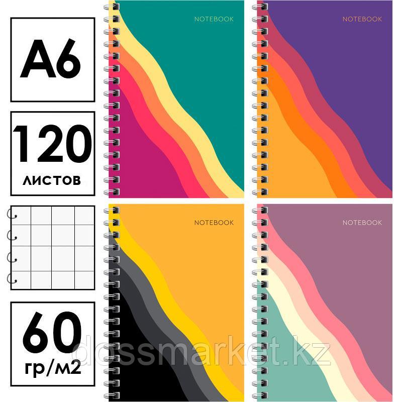 Записная книжка BG "Bright wave" А6, 120 листов на гребне, клетка, фото 1