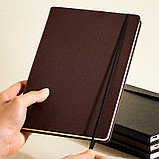 Записная книжка DELI на резинке, А5, 96 листов в клетку, коричневая, фото 4