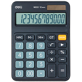 Калькулятор настольный DELI "М222" 12 разрядный, 150х110х28 мм, черный