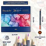 Карандаши акварельные Deli "Finenolo", 24 цвета, в метал. коробке, фото 4
