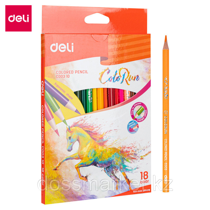 Карандаши цветные Deli "ColoRun", 18 цветов, картон, фото 1