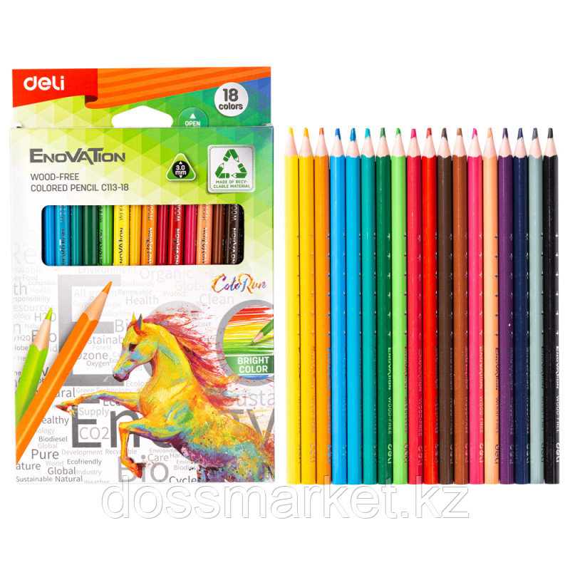Карандаши цветные Deli "Enovation", 18 цвета, картон, фото 1