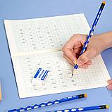 Карандаш DELI "U-Touch", НВ, шестигранный корпус, дерево, с ластиком, синий, фото 3