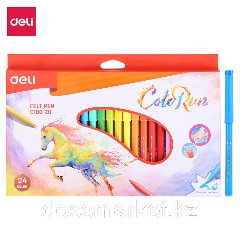 Фломастеры Deli "ColoRun", 24 цвета, картон