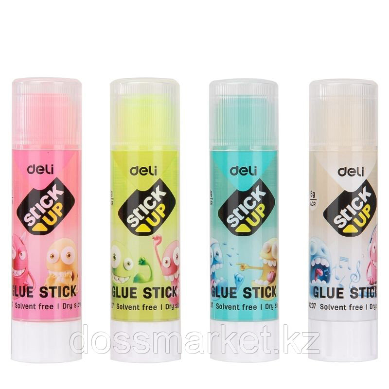 Клей-карандаш DELI "Stick Up" 8 грамм, прозрачный, корпус ассорти, фото 1