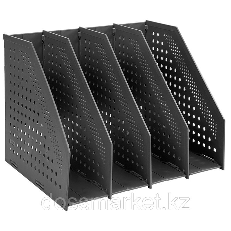 Лоток вертикальный DELI, 4 отделения, складной, темно-серый, фото 1