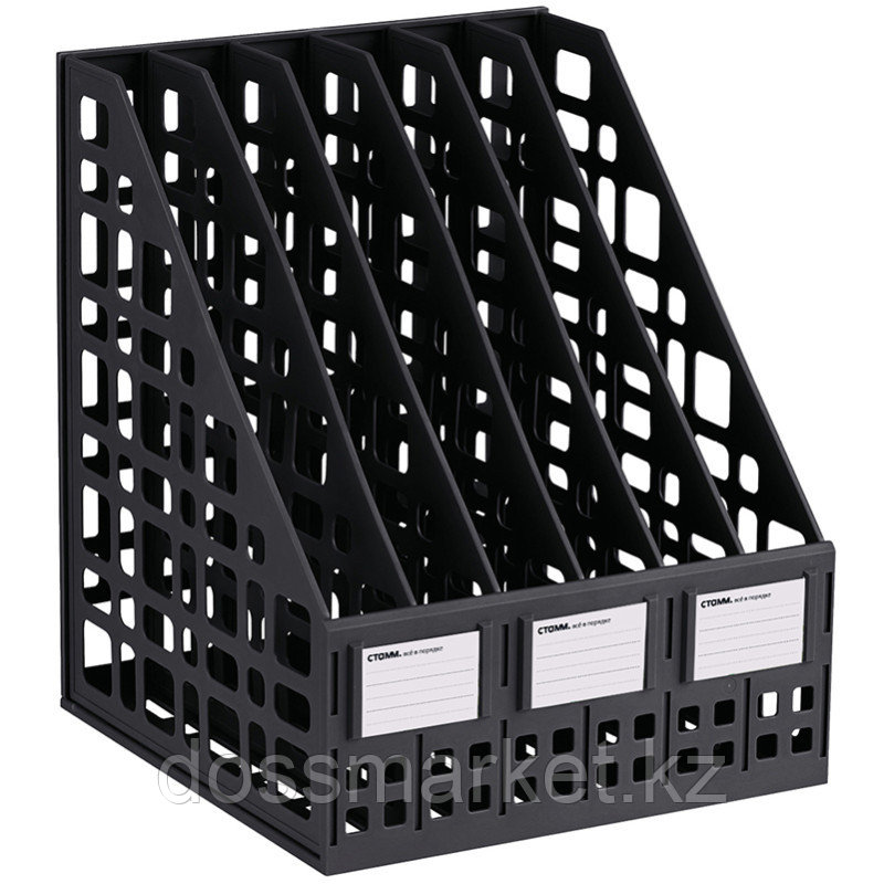 Лоток вертикальный СТАММ, 6 отделений, черный, фото 1