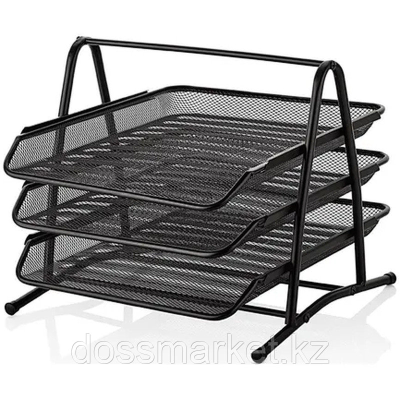 Лоток горизонтальный BASY на 3 отделения, металлический черный, фото 1