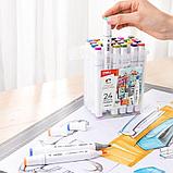 Набор маркеров для скетчинга DELI, двухсторонний 1/7 мм, 24 цвета, пластиковая коробка, фото 2