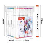 Набор маркеров для скетчинга DELI, двухсторонний 1/7 мм, 36 цветов, пластиковая коробка, фото 5