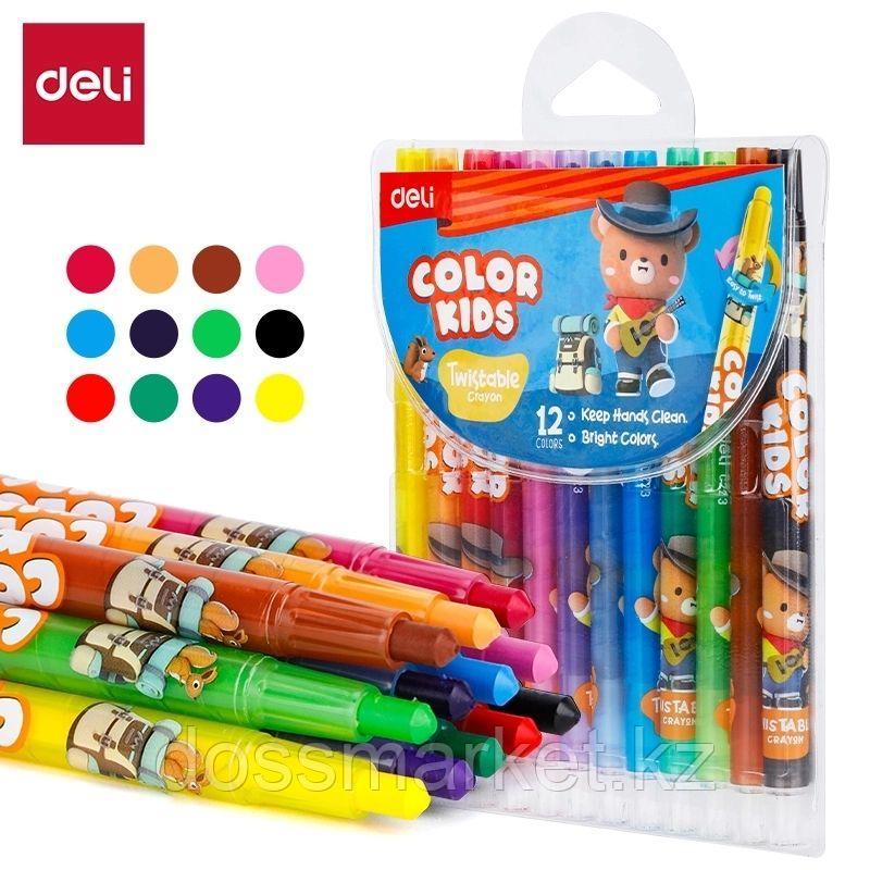 Мелки восковые Deli "Color Kids", с поворотным механизмом, 12 цветов, блистер, фото 1