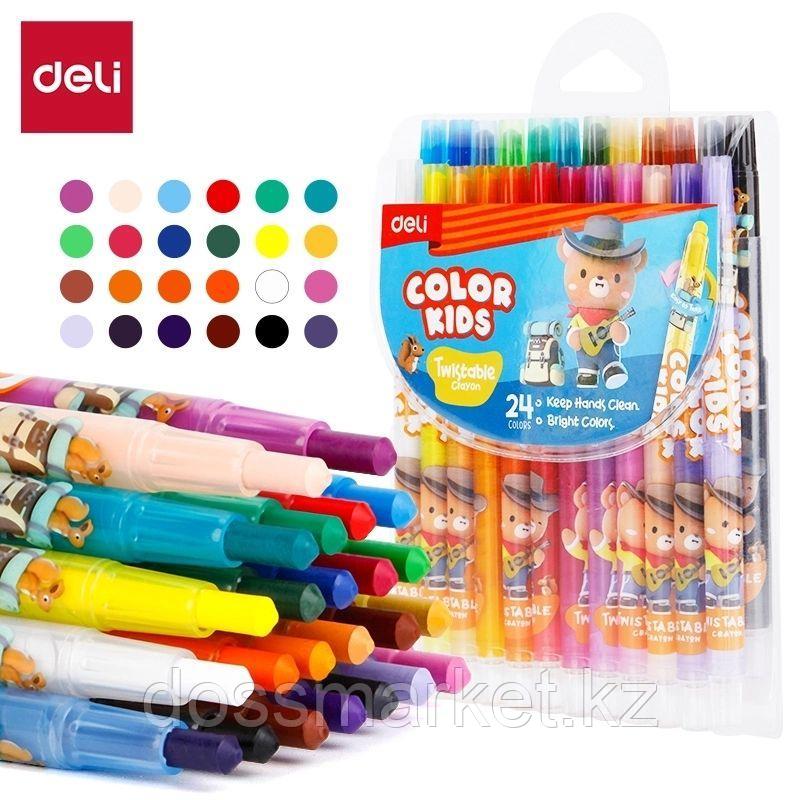 Мелки восковые Deli "Color Kids", с поворотным механизмом, 24 цвета, блистер, фото 1