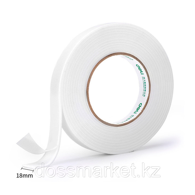 Клейкая лента двусторонняя DELI 18 мм х 4,5 м (вспененная основа), фото 1