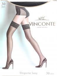 Черные чулки VINCONTE - 30 DEN, с ажурной лентой, размер 1/2-S