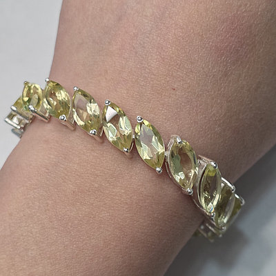 Браслет серебро 925 пробы 32гр, лимонный кварц 18-20,5 р-р