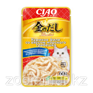 Влажный корм CIAO Kinnodashi для кошек Куриное филе со вкусом морского гребешка, паучи 60г