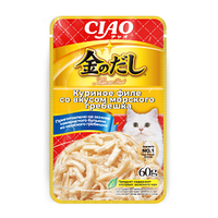 Влажный корм CIAO Kinnodashi для кошек Куриное филе со вкусом морского гребешка, паучи 60г