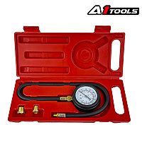A1 Tools Тестер давления масла (манометр 0-100 psi (0-700 kPa); адаптеры 1/8", 1/4", 3/8"; шланг резиновый 5.