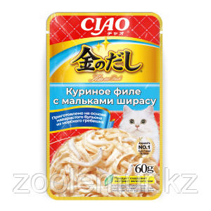 Влажный корм CIAO Kinnodashi для кошек Куриное филе с мальками ширасу, паучи 60г