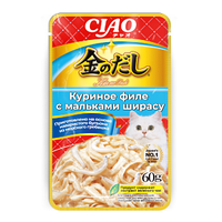 Влажный корм CIAO Kinnodashi для кошек Куриное филе с мальками ширасу, паучи 60г