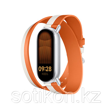 Сменный кожаный браслет Xiaomi Dual-tone Leather Strap White and Orange, фото 1