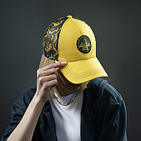 Образец бейсболка CUSTOM MERCH, 6 клиньев, пластиковая застёжка, черный, желтый, , 50002