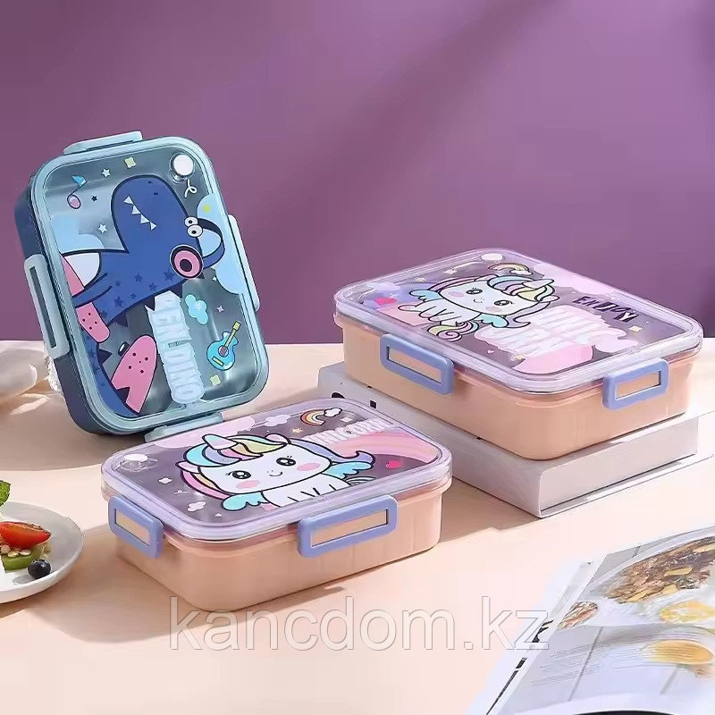 Ланч-бокс «Dino-Unicorn» 2 отделения 750мл с приборами 2532A