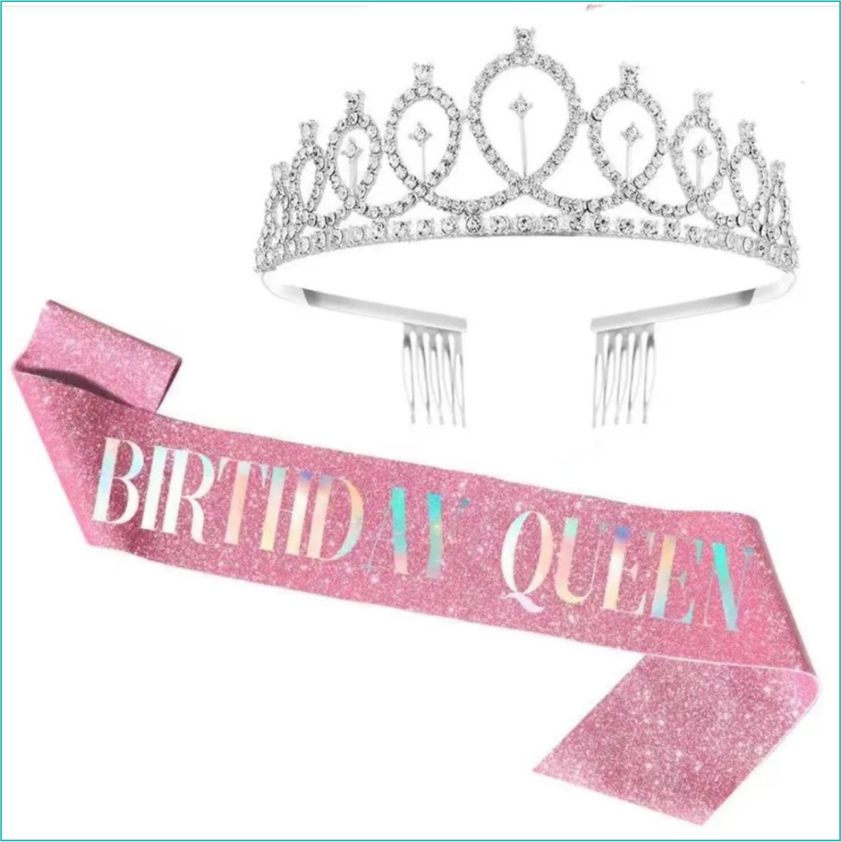 Набор для именинницы "Birthday Queen" — корона и лента (Rose)