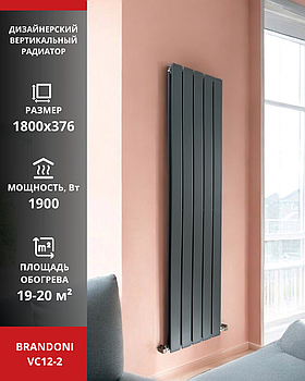 Радиатор вертикальный Brandoni VC12-2 антрацит (серый)