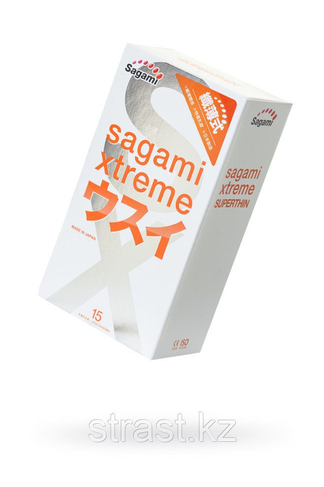 Презервативы Sagami, xtreme, 0.04, латекс, 19 см, 5,4 см, 15 шт. (поштучно), фото 1