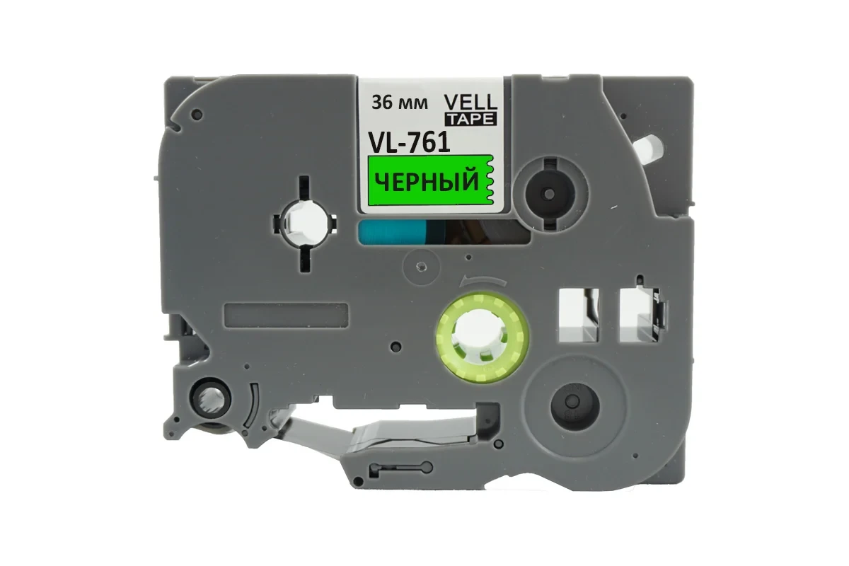 Лента Vell VL-761 (Brother TZE-761, 36 мм, черный на зеленом) для PT9700/P900W