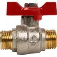 Кран шаровой латунь никель STANDART Ду 20 (3/4") "НР-НР" бабочка TIM (15/45), фото 1