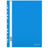 Скоросшиватель пластиковый с перфорацией BRAUBERG EXTRA, А4, 140/180 мкм, синий, фото 2