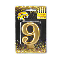 Свеча в форме цифры 9 ВЕСЁЛАЯ ЗАТЕЯ 1502-2842 Золотой
