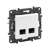 Информационная розетка двойная Niloe Step 2хRJ45 Кат.5e UTP Белый