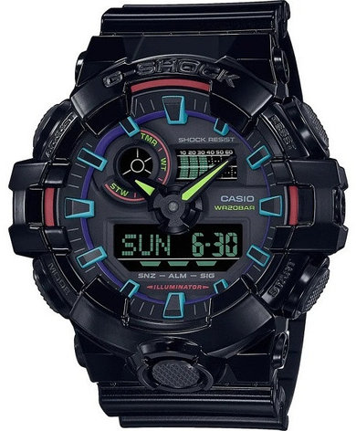 Часы Кварцевые CASIO GA-700RGB-1AER пластик, фото 1