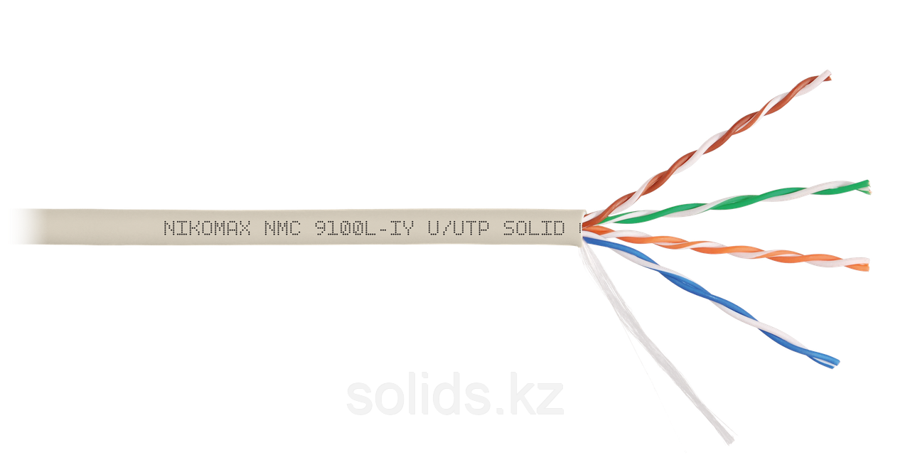 Кабель витая пара U/UTP 5e 4 пары одножильный 24AWG медь 305м внутренний нг(А)-LSLTx серый