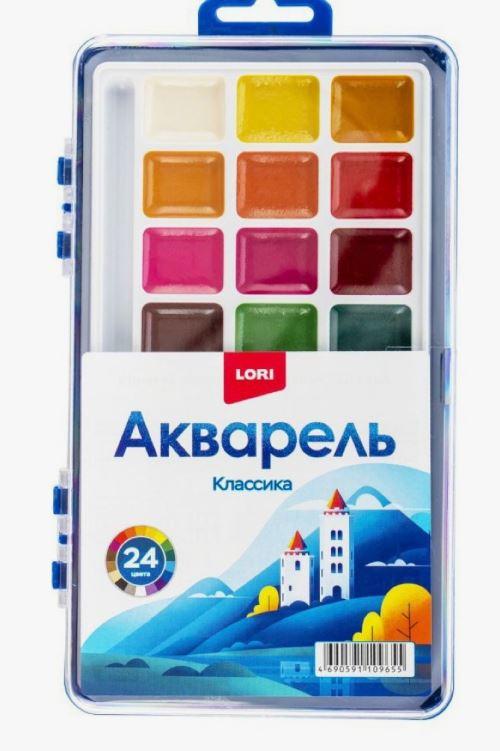 Краски для рисования акварельные "LORI" 24 цветов без кисточки - фото 1 - id-p124436479