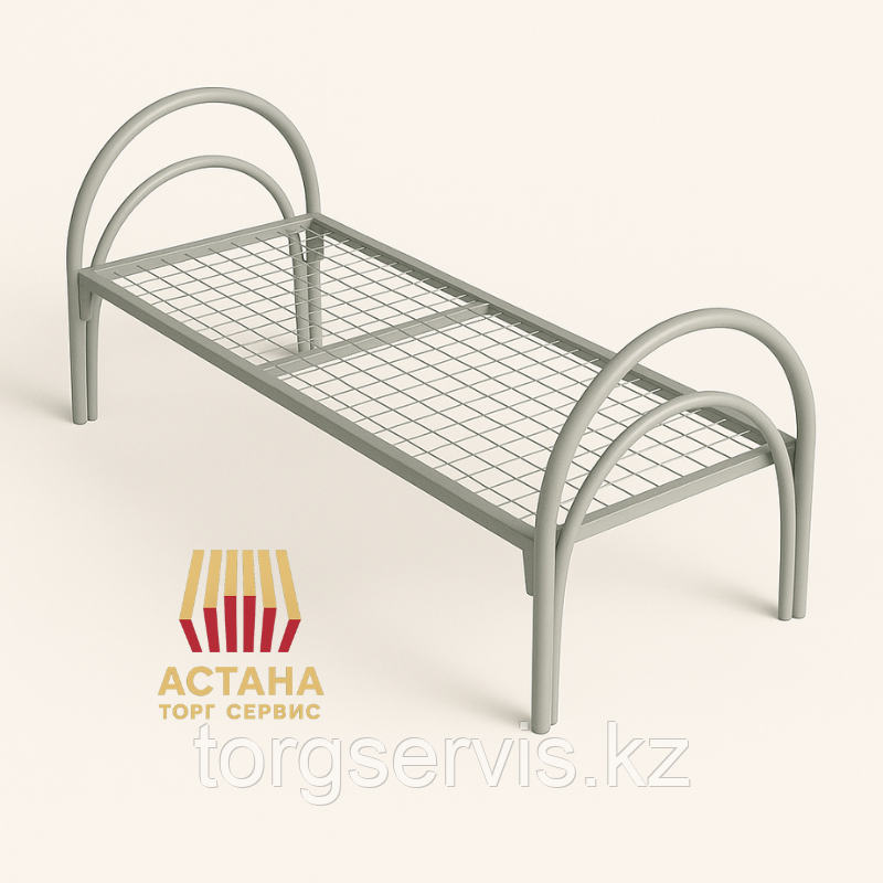 Кровать металлическая односпальная C-1V1K кровать с круглой спинкой и двойными ножками, фото 1