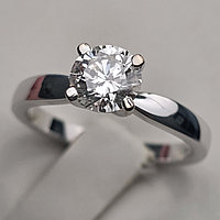 Сертификат HRD Золотое кольцо 750 проба, с бриллиантом 1.03Ct SI2/L EX-Cut, 17 размер