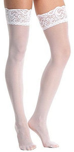 Белые чулки VINCONTE - 20 DEN, с ажурной лентой, размер 1/2-S