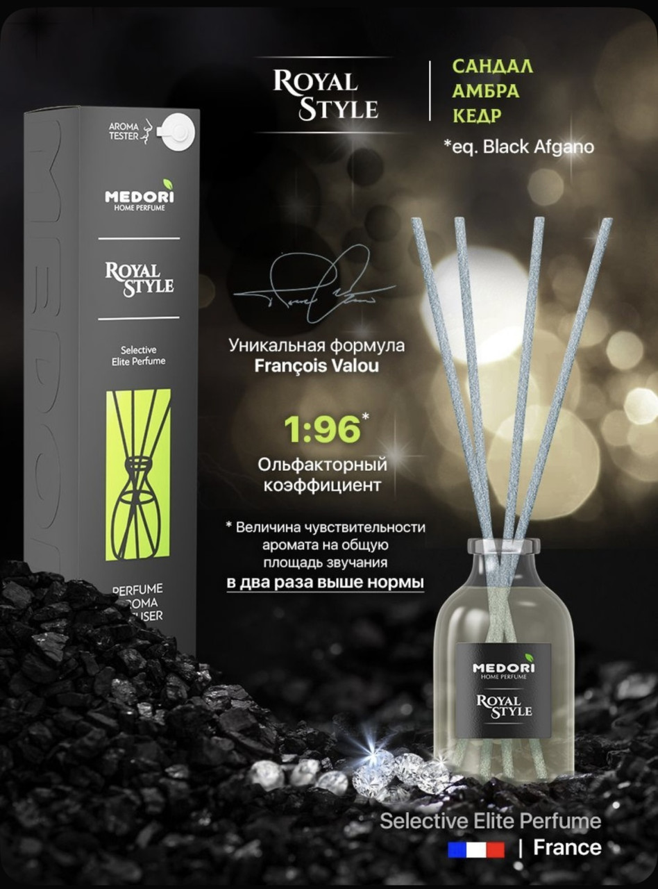 MEDORI Ароматический диффузор Medori Royal style (Nasomatto — Black Afgano) 30 мл