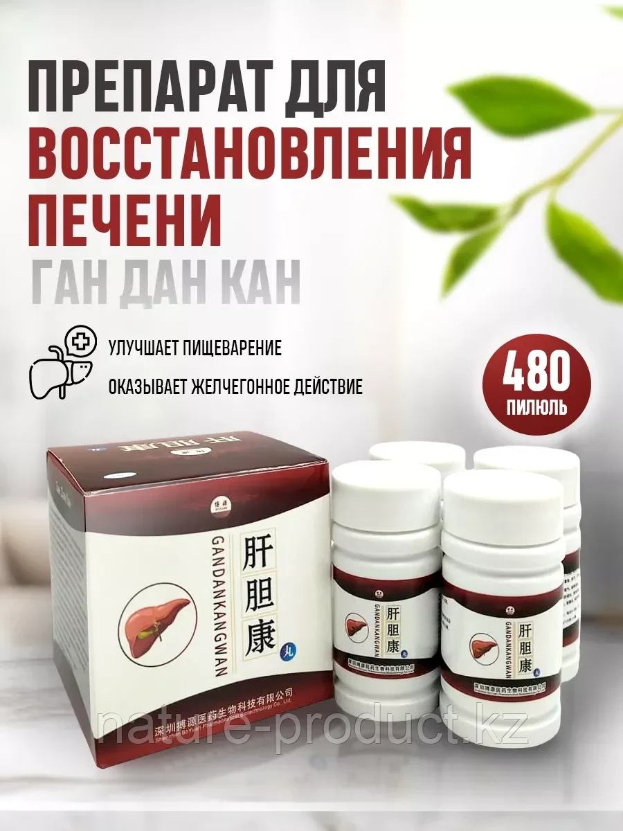Пилюли для лечения печени Ган Дан Кан (Gan Dan Kang Wan) (4 баночки) 480 шт.