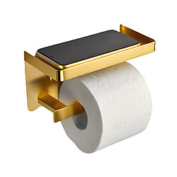 PH027 Держатель для туалетной бумаги с подставкой для телефона / матовое золото