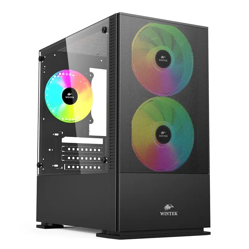 Корпус Wintek Shadow 701-B TG  Micro ATX  USB 1*3.0/1*2.0  HD-Audio+Mic  2*14cm+1*12cm ARGB fan (без, фото 1