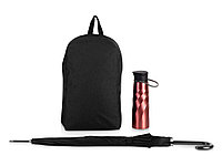 Подарочный набор с бутылкой для воды, зонтом и рюкзаком Water element , красный