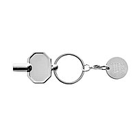 Брелок из переработанного цинка с радиаторным ключом и монетой RCS, серебряный; , Длина 4 см., ширина 3,6 см.,