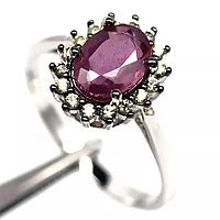 Кольцо с натуральным Рубином и желтыми Сапфирами