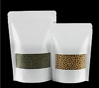 Пакет Дой пак белый 10*15+3 окошком зип лок